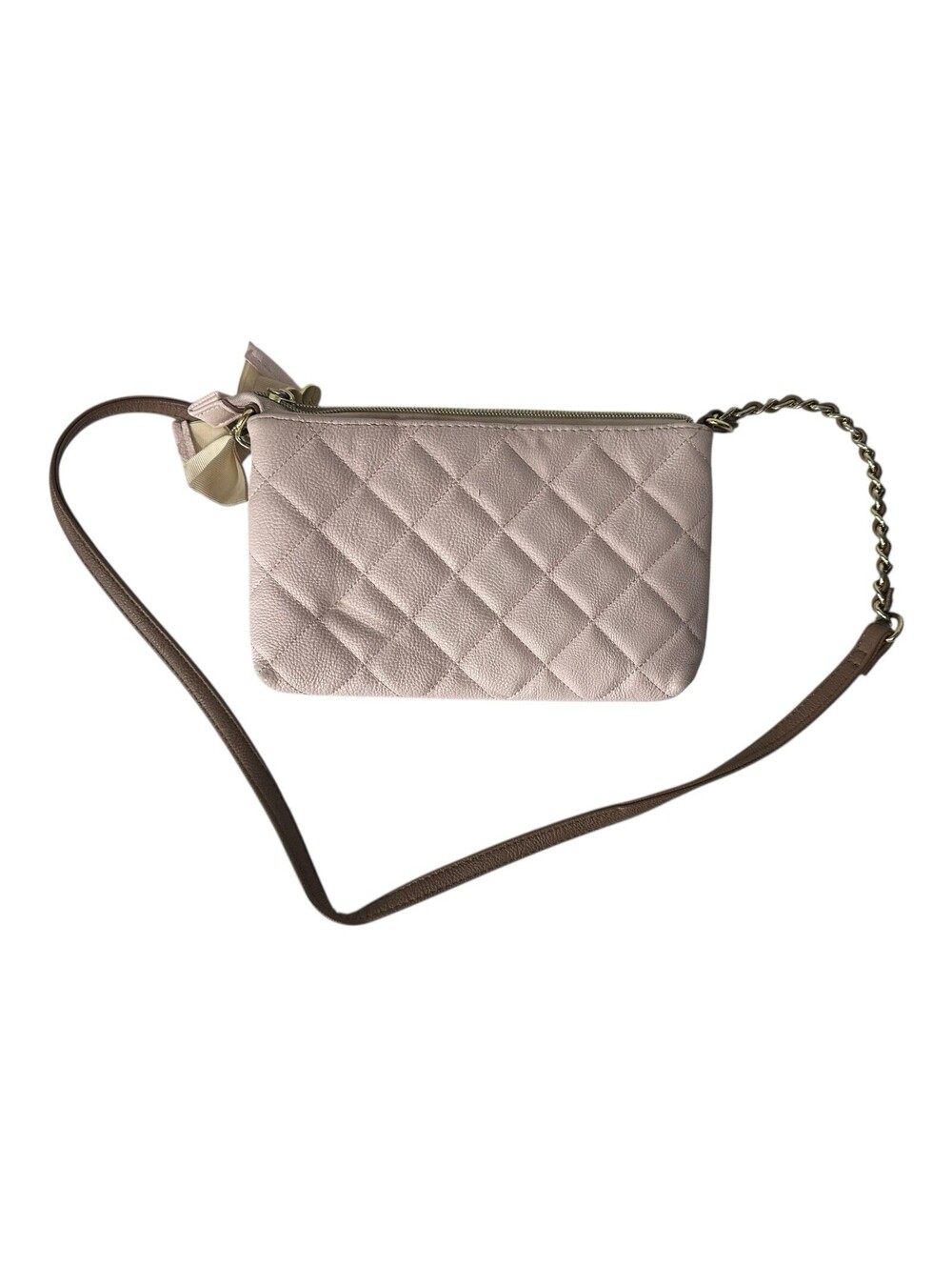 Betsey Johnson Crossbody Pretty Pink Purse Quilted Bow Shoulder Bag 9x6” - Picture 5 of 10
